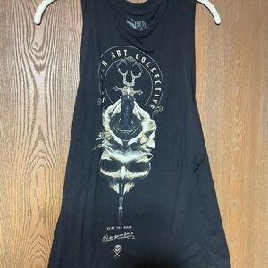 Black Graphic Sleeveless Top